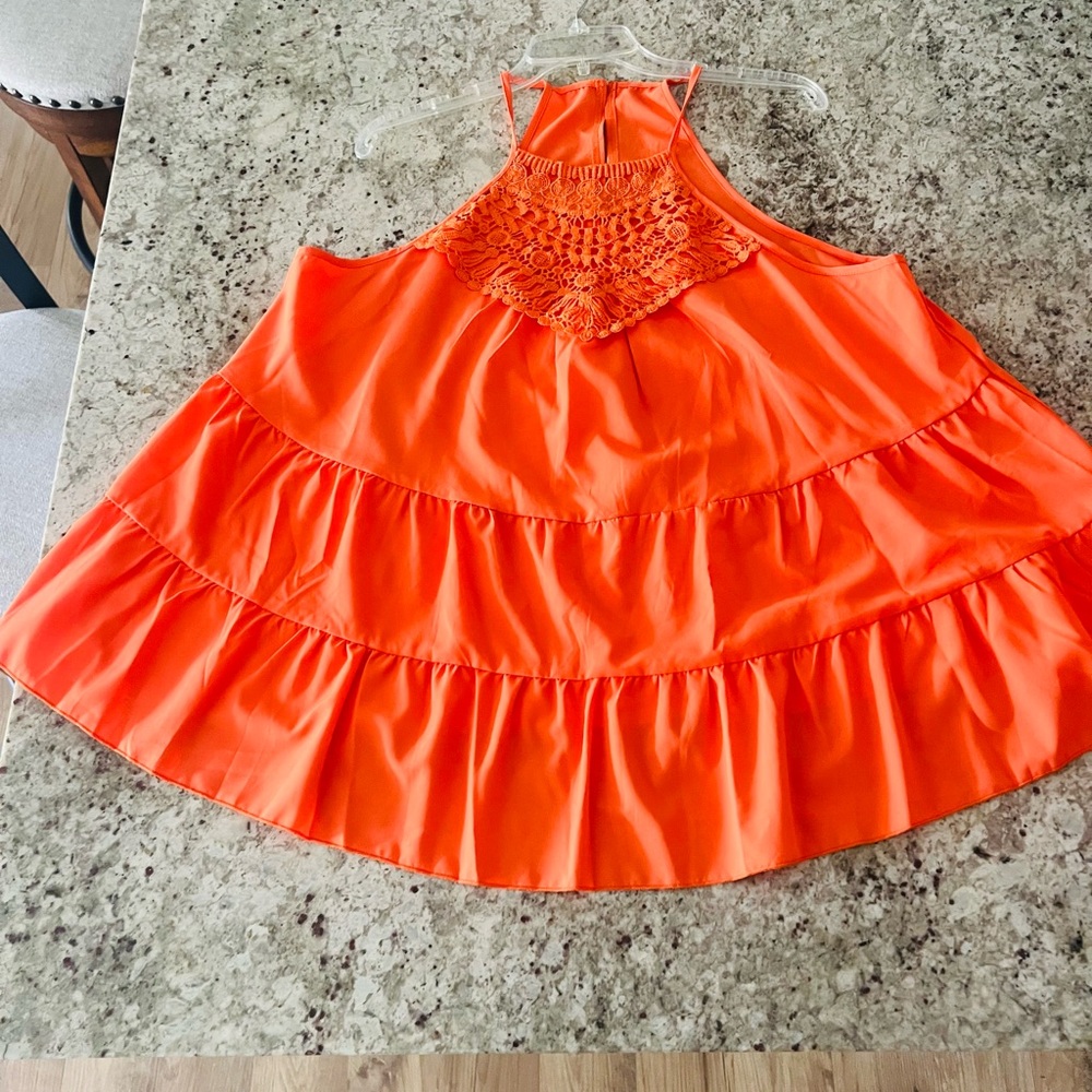 Vibrant Orange Halter Top